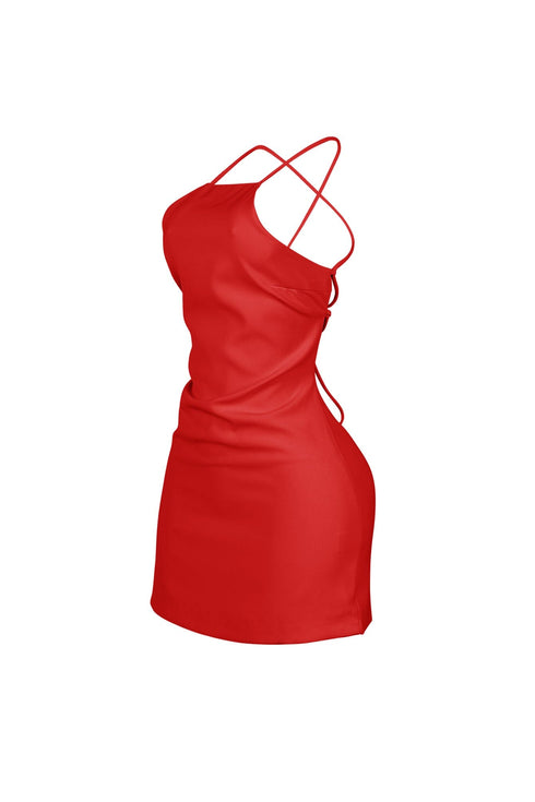 Backstory Lace Up Halter Mini Dress